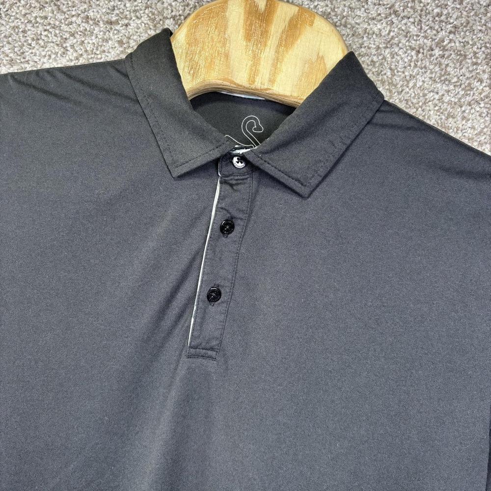 Swannies Golf Polo Shirt Mens Medium Black Performance Stretch Lightweight